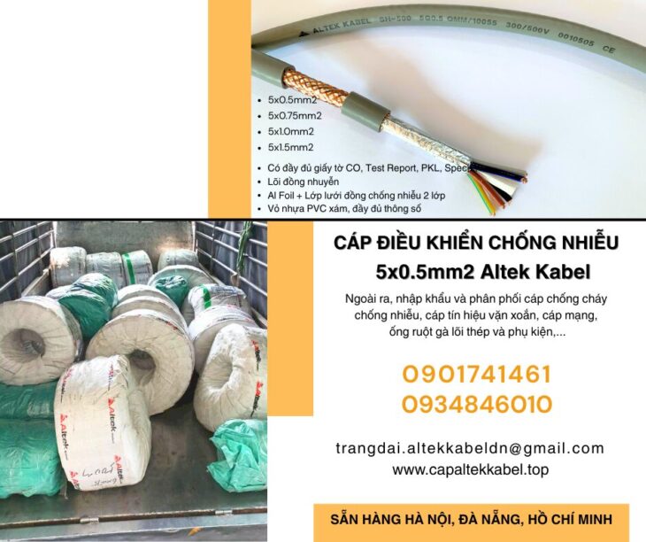 Cáp điều khiển RVVP/ CXV- SC 5×0.5 Altek Kabel sẵn Đà Nẵng, Hà Nội