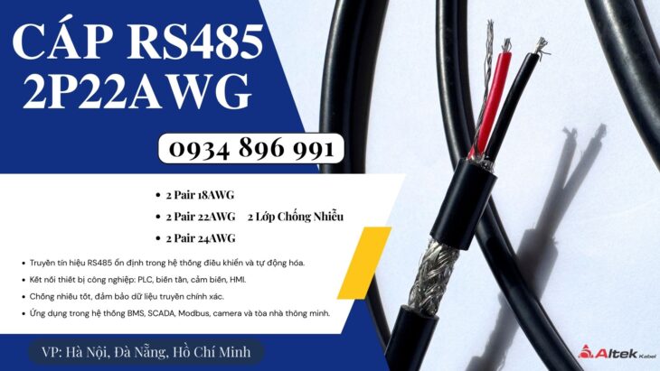 Cáp RS485 2 Pair 24AWG Altek Kabel Khánh Hòa – Gia Lai – Phú Yên | Chất Lượng Cao