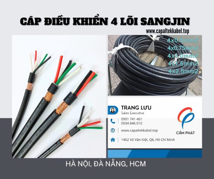 Cáp điều khiển Sangjin 4 lõi có sẵn Hồ Chí Minh, Vũng Tàu, Khánh Hòa