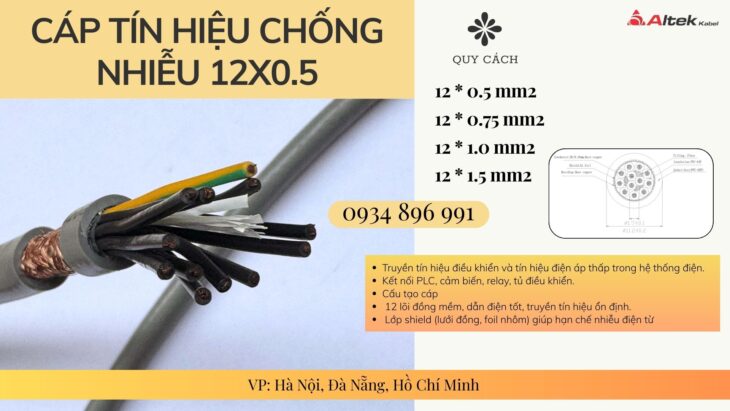 Cáp điều khiển 12 lõi Altek Kabel chống nhiễu – Cung cấp Hà Nội, Bắc Ninh, Hưng Yên, Hải Dương