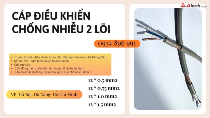 Giải pháp cáp 2×0.75mm² chống nhiễu cho tủ điện & hệ thống tự động hóa – Có hàng Nghệ An, Hà Tĩnh