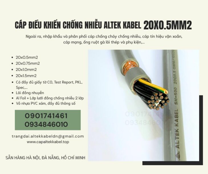 Cáp điện, cáp tín hiệu chống nhiễu 20×0.5 sẵn Hà Nội, Đà Nẵng
