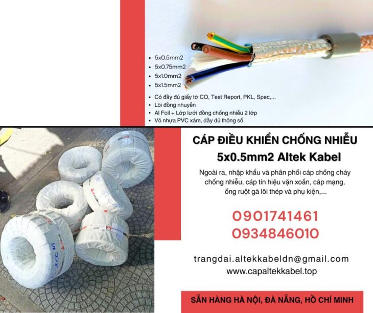 Cáp điều khiển RVVP/ CXV- SC 5×0.5 Altek Kabel sẵn Đà Nẵng, Hà Nội