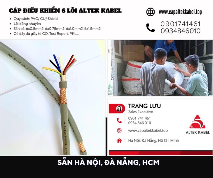 Cáp điều khiển 6 lõi Altek Kabel có sẵn Đà Nẵng, Nghệ An, Hà Tĩnh, Huế