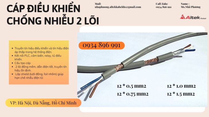 Giải pháp cáp 2×0.75mm² chống nhiễu cho tủ điện & hệ thống tự động hóa – Có hàng Nghệ An, Hà Tĩnh