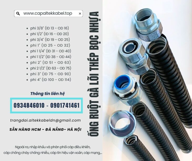 Ống ruột gà lõi thép D16,D20,D25,D32 Đà Nẵng, Hà Nội, Sài Gòn