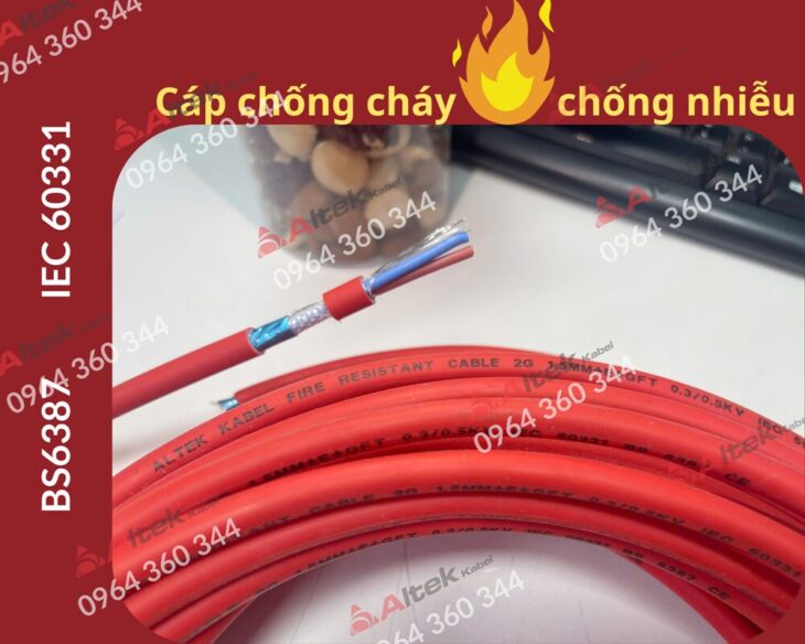 Cáp chống cháy chống nhiễu 2Cx1.5mm2 – Hàng sẵn Hà Nội
