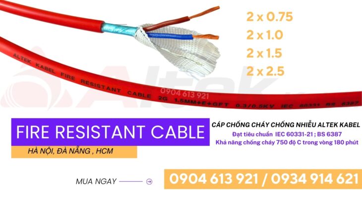 Cáp nguồn chống cháy chống nhiễu 2×0.75/2×1.0/2×1.5/2×2.5 Altek Kabel – Đà Nẵng, Huế, Quảng Nam