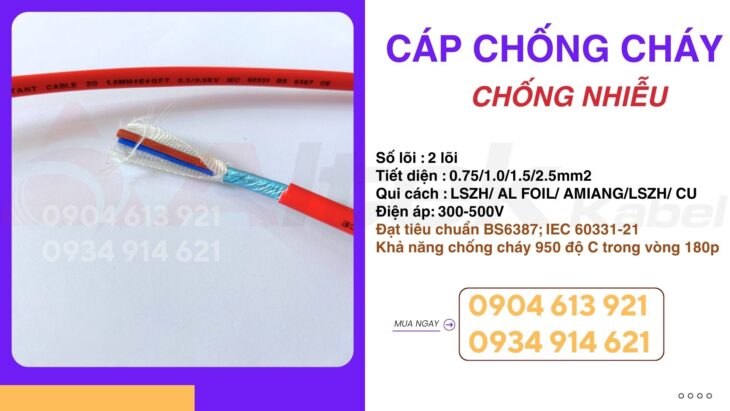 Cáp nguồn chống cháy chống nhiễu 2×0.75/2×1.0/2×1.5/2×2.5 Altek Kabel – Đà Nẵng, Huế, Quảng Nam