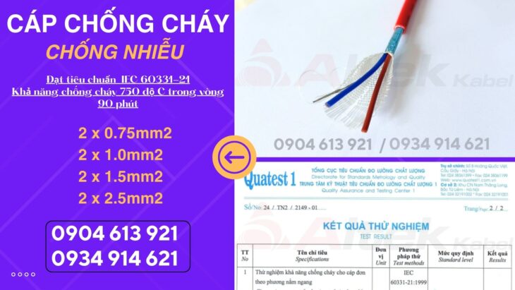 Cáp nguồn chống cháy chống nhiễu 2×0.75/2×1.0/2×1.5/2×2.5 Altek Kabel – Đà Nẵng, Huế, Quảng Nam