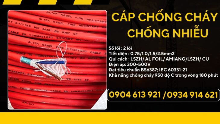 Dây cáp tín hiệu chống cháy chống nhiễu 2×1.5 – phân phối tại Đà Nẵng, Huế, Quảng TRị