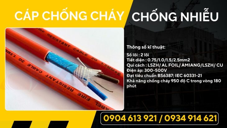 Dây cáp tín hiệu chống cháy chống nhiễu 2×1.5 – phân phối tại Đà Nẵng, Huế, Quảng TRị