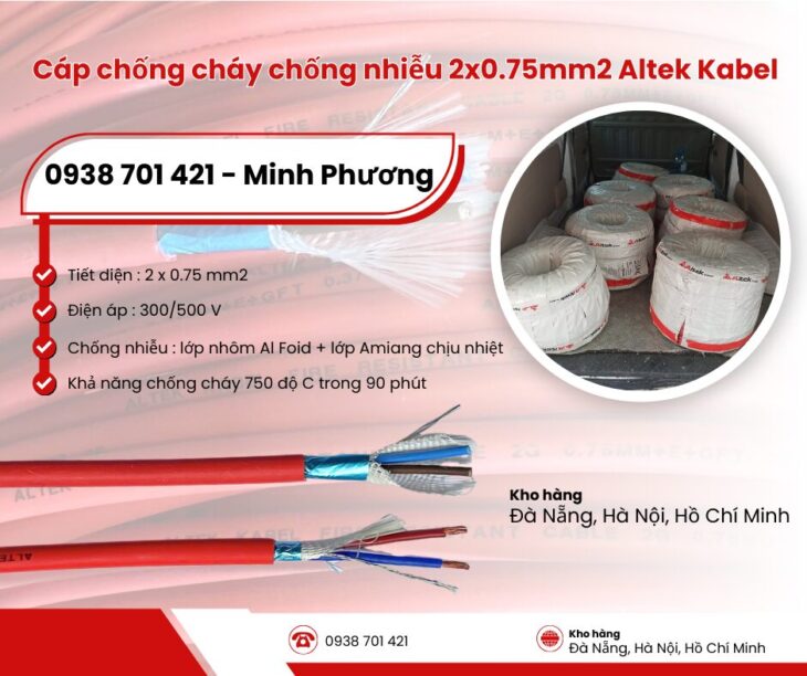 Cáp chống cháy chống nhiễu Altek Kabel 2×0.75mm2 phân phối Đà Nẵng, Hà Nội, Hồ Chí Minh