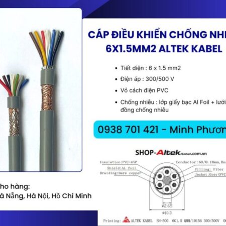 Cáp điều khiển có lớp chống nhiễu 6×1.5mm2 Altek Kabel Phú Yên, Gia Lai, Huế