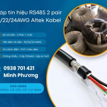 Cáp tín hiệu chống nhiễu RS485 2 pair 18/22/24AWG hàng sẵn, giá tốt, giao toàn quốc