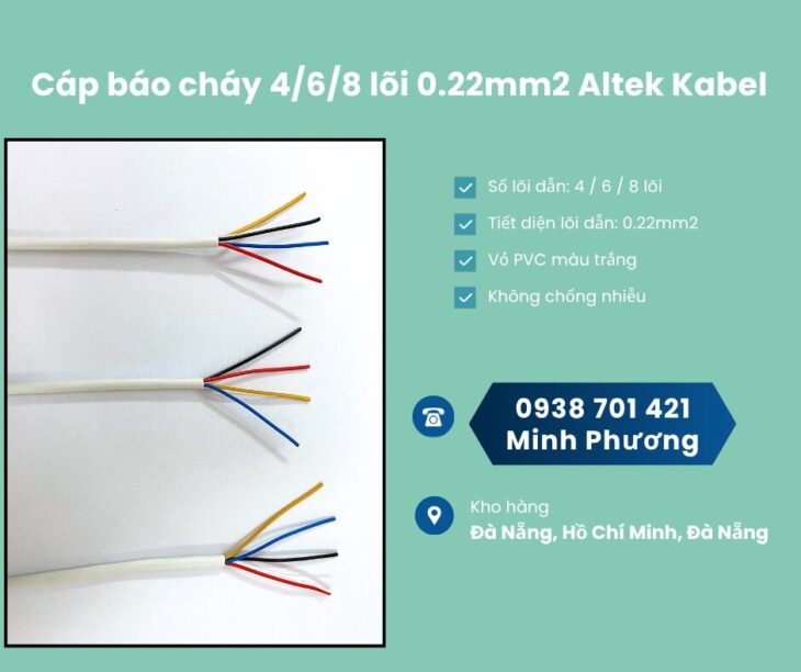 Cáp báo cháy Altek Kabel 4/6/8 lõi 0.22mm2 giá tốt Đà Nẵng, Thanh Hóa, Nghệ An