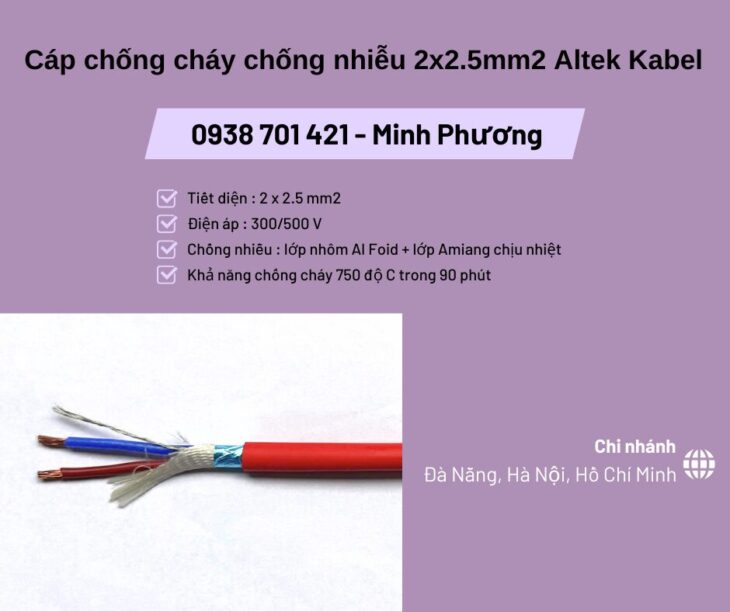 Cáp chống cháy chống nhiễu 2×2.5mm2 Altek Kabel – Giá tốt cho công trình điện