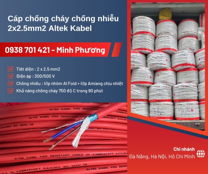 Cáp chống cháy chống nhiễu 2×2.5mm2 Altek Kabel – Giá tốt cho công trình điện