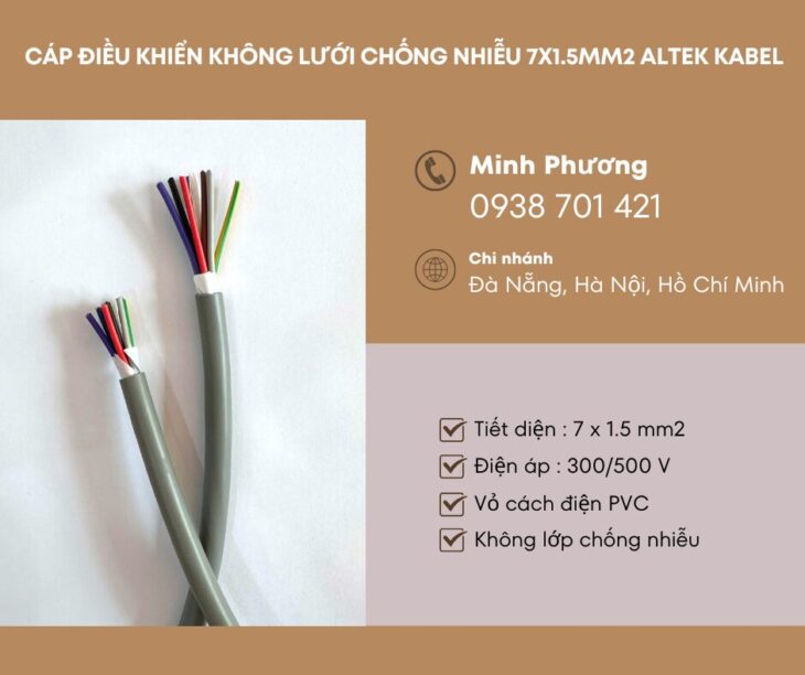 Cáp điều khiển không chống nhiễu 7×1.5mm² – thông số, ứng dụng và báo giá mới nhất