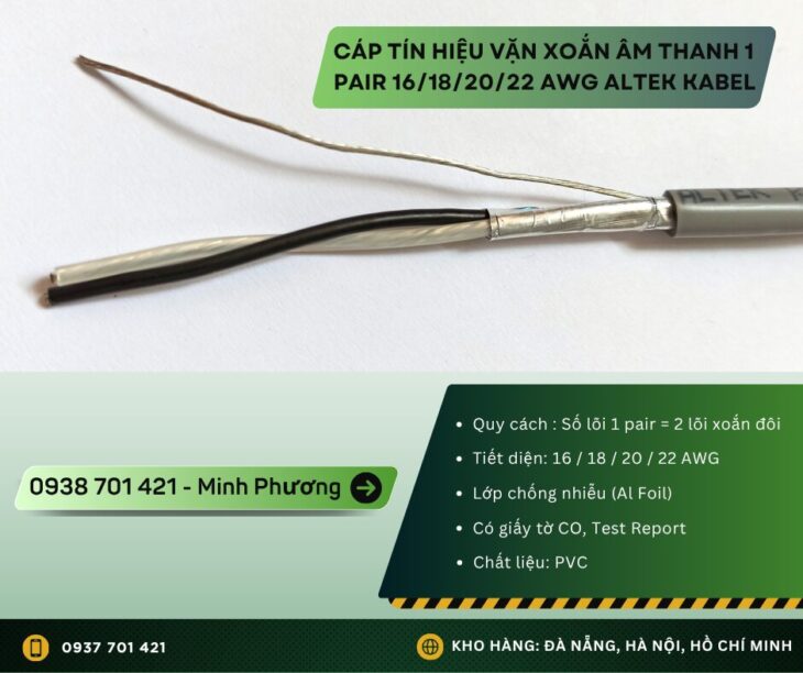 Cáp tín hiệu 1 Pair 16/18/20/22 AWG – Giá tốt, chất lượng cao