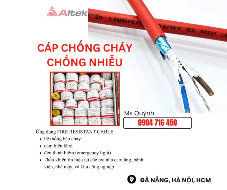 Cáp Chống Cháy,Báo Cháy 2×0.75, 2×1.0, 2×1.5, 2×2.5 Altek Kabel Huế, Bình Định, Quy Nhơn, Nha Tra