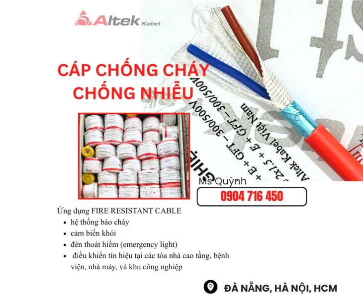Cáp Chống Cháy,Báo Cháy 2×0.75, 2×1.0, 2×1.5, 2×2.5 Altek Kabel Huế, Bình Định, Quy Nhơn, Nha Tra