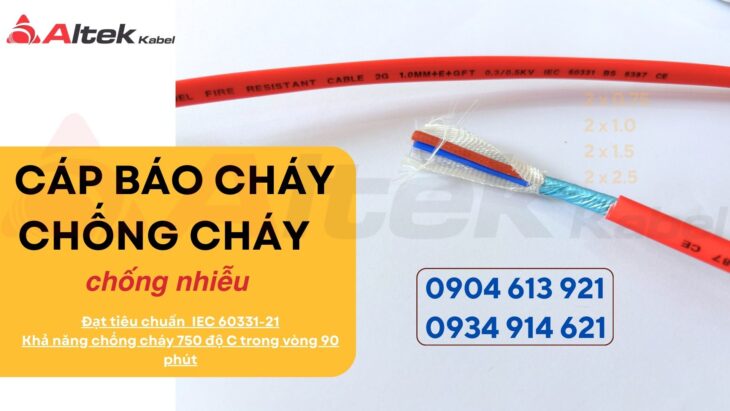 Dây tín hiệu chống cháy chống nhiễu 2×1.0mm2/2×1.5mm2 Altek Kabel Dây tín hiệu chống cháy chống nhiễu 2×1.0mm2/2×1.5mm2 Altek Kabel