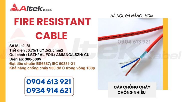 Dây tín hiệu chống cháy chống nhiễu 2×1.0mm2/2×1.5mm2 Altek Kabel