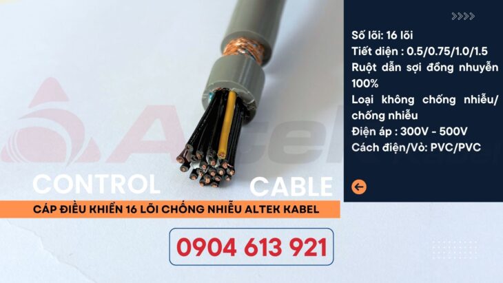 Cáp điều khiển 16 lõi/ Cáp điện 16×0.5 chống nhiễu / Control Cable SH -500 16×0.75 Altek Kabel