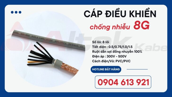 Cáp điều khiển 8×0.5/8×0.75/8×1.0/8×1.5 Altek Kabel – phân phối Đà Nẵng
