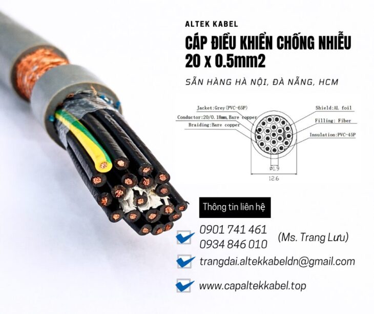 Cáp tín hiệu báo cháy chống nhiễu 20×0.5 Altek Kabel sẵn Hà Nội, Đà Nẵng, Sài Gòn