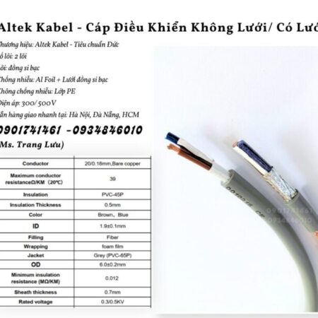 Cáp điều khiển 2 lõi sẵn hàng Thanh Hóa, Nghệ An, Hà Tĩnh, Quảng Bình, Quảng Trị