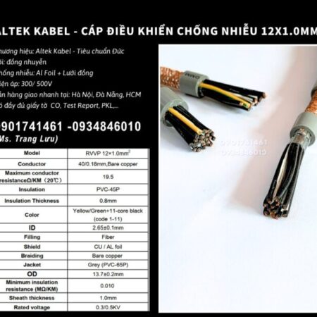 Altek Kabel – Cáp điều khiển chống nhiễu 12×0.5 Bình Định, Phú Yên, Khánh Hòa, Ninh Thuận