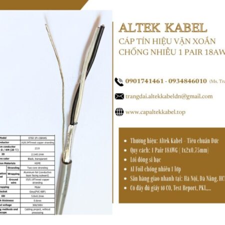 Cáp tín hiệu vặn xoắn chống nhiễu 18AWG 1 pair, 2 pair, 3 pair, 4 pair Cáp tín hiệu vặn xoắn chống nhiễu 18AWG 1 pair, 2 pair, 3 pair, 4 pair