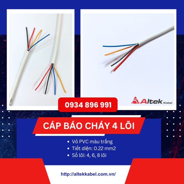 Cáp tín hiệu báo cháy 4 lõi giá rẻ tại Nghệ An, Thanh Hóa, Hải Phòng