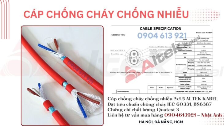 Cáp tín hiệu chống nhiễu 2×1.0mm Altek Kabel – phân phối Đà Nẵng, Huế, Quảng Nam