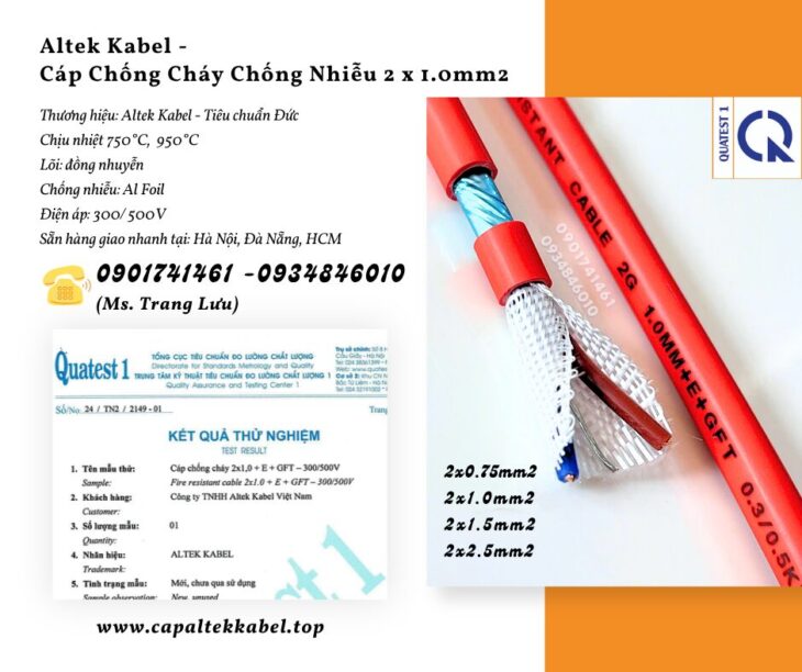 Cáp chống cháy chống nhiễu 2×1.0mm2 – Altek Kabel giao nhanh Đà Nẵng, Hà Nội, Sài Gòn