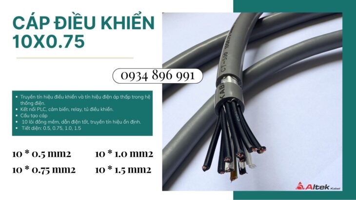 Cáp điều khiển 10 lõi 0.75mm² giá rẻ tại Đà Nẵng | Sẵn kho, giao nhanh Cáp điều khiển 10 lõi 0.75mm² giá rẻ tại Đà Nẵng | Sẵn kho, giao nhanh