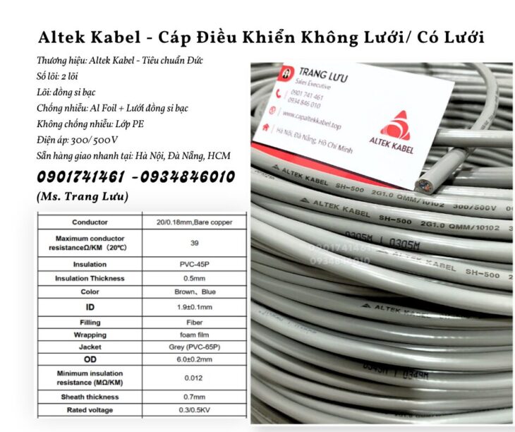 Cáp điều khiển 2 lõi sẵn hàng Thanh Hóa, Nghệ An, Hà Tĩnh, Quảng Bình, Quảng Trị