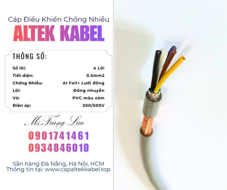 Cáp 4×0.5 chống nhiễu Altek Kabel sẵn Bắc Ninh, Bắc Giang, Hưng Yên, Thanh Hóa