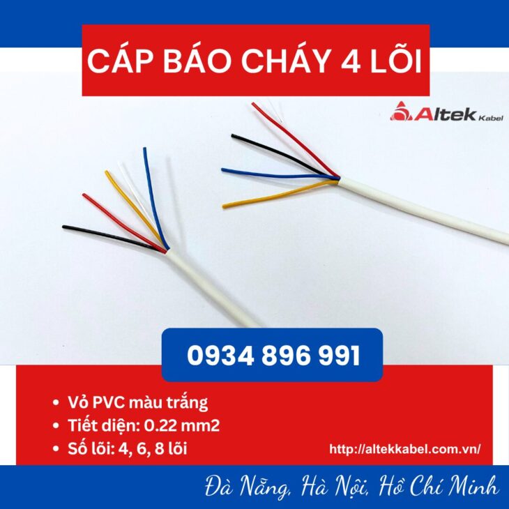 Cáp tín hiệu báo cháy 4 lõi giá rẻ tại Nghệ An, Thanh Hóa, Hải Phòng