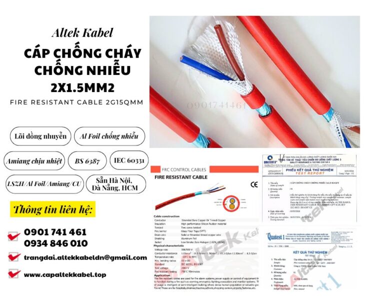 Cáp chống cháy chống nhiễu 2×1.5 Altek Kabel sẵn Hải Phòng, Thái Bình, Nam Định, Ninh Bình
