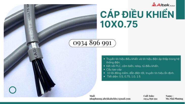 Cáp điều khiển 10 lõi 0.75mm² giá rẻ tại Đà Nẵng | Sẵn kho, giao nhanh