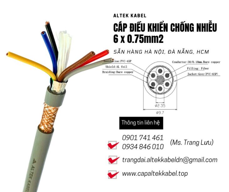 Cáp điều khiển Altek Kabel 6×0.75 chống nhiễu sẵn Hà Nội, Hưng Yên, Bắc Ninh