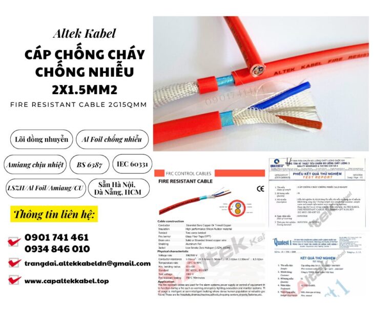 Cáp chống cháy chống nhiễu 2×1.5 Altek Kabel sẵn Hải Phòng, Thái Bình, Nam Định, Ninh Bình