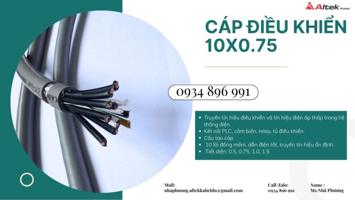 Cáp điều khiển 10 lõi 0.75mm² giá rẻ tại Đà Nẵng | Sẵn kho, giao nhanh