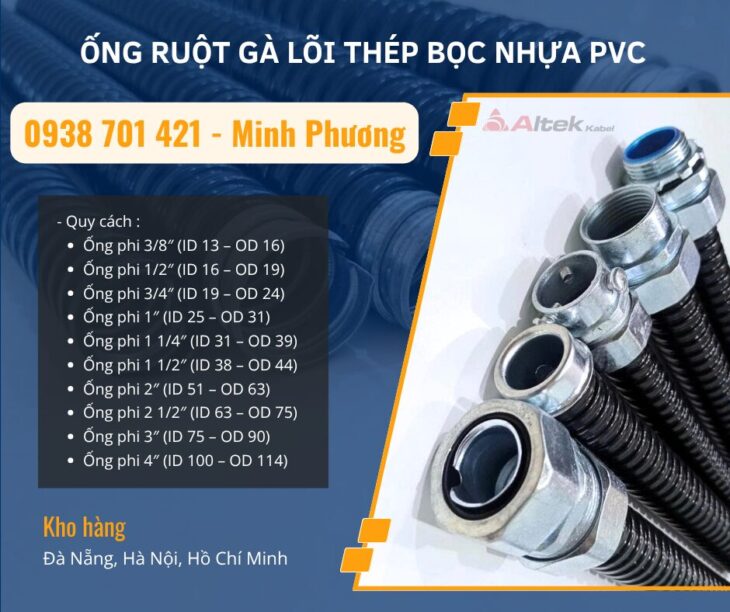 Ống Ruột Gà Lõi Thép Bọc Nhựa PVC Giá Tốt – Bền, Dẻo, Chống Nước Đà Nẵng