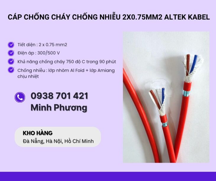 Cáp chống cháy chống nhiễu 2×0.75mm² Altek Kabel – Báo giá, ứng dụng mới nhất 2026