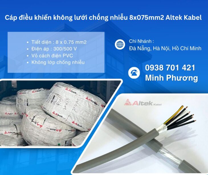 Cáp điều khiển không chống nhiễu 8×0.75mm² – Lựa chọn tối ưu cho hệ thống điều khiển
