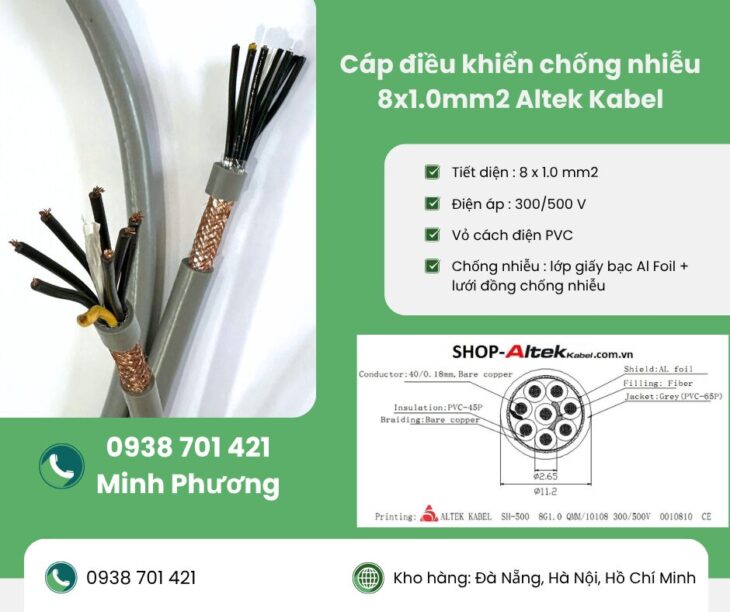 Cáp điều khiển chống nhiễu 8×1.0mm2 – Báo giá mới nhất, hàng chính hãng
